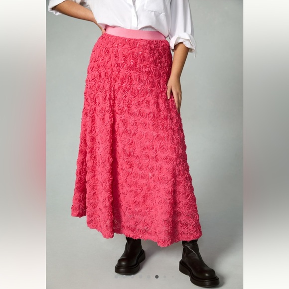 NWT Anthropologie Maeve Floral Appliqué Skirt - Roses Skirt - Size Large - Picture 6 of 16